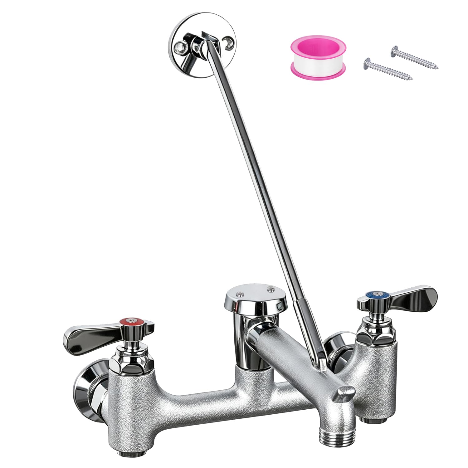 8 Center Commercial Mop Sink Faucet with Vacuum Breaker Wall Mount