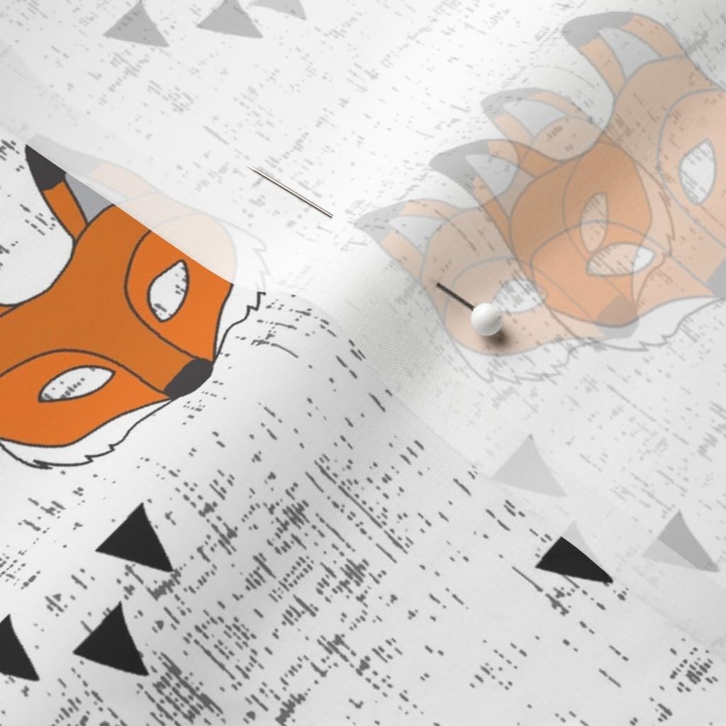 Spoonflower Fabric - Fox White Forest Woodland Distressed Printed on Chiffon Fabric by The Yard - Sewing Fashion Apparel Dresses Home Decor