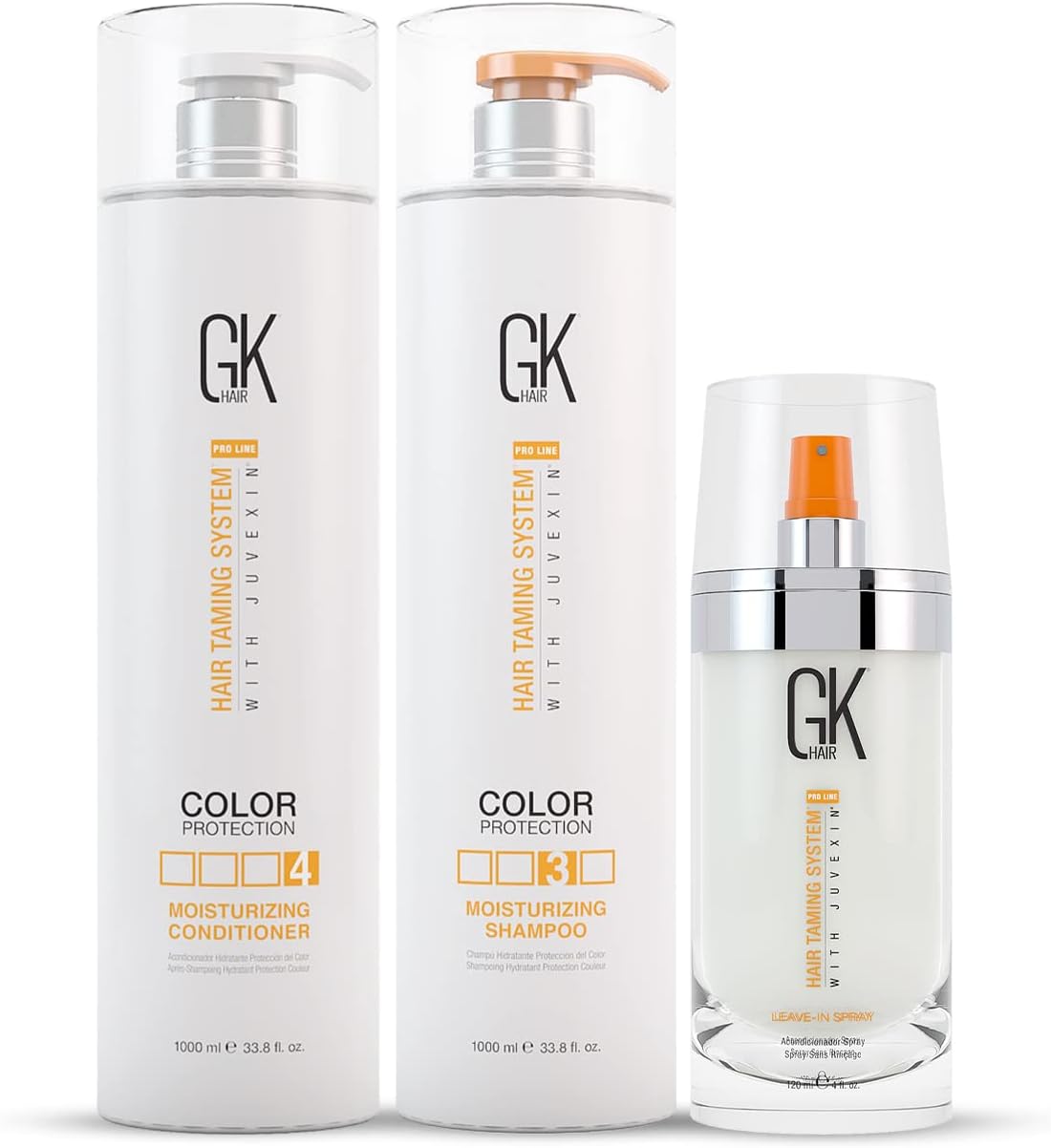 GK Hair Global Keratin Moisturizing Shampoo & Conditioner 1000 ml - Leave in Spray 120