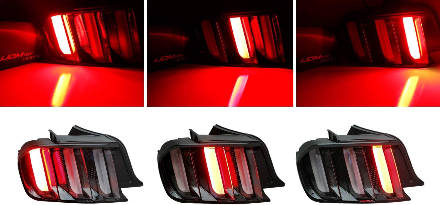 iJDMTOY Euro Style Clear Full LED Taillight Tail Lamps w/Dynamic Sequential Turn Signal Compatible With 2015-2020 Gen6 Ford Mustang