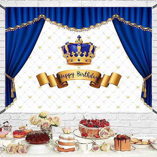 Fondo Royal Prince Baby Shower Azul 7x5ft para fotografía miniatura 4