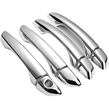 Compatible for Hyundai Tucson 2015 2016 2017 2018 2019 Carbon Fiber Chrome Car Door Handle Bowl Cover Trim Sticker Styling AccessoriesSilver 0 Button