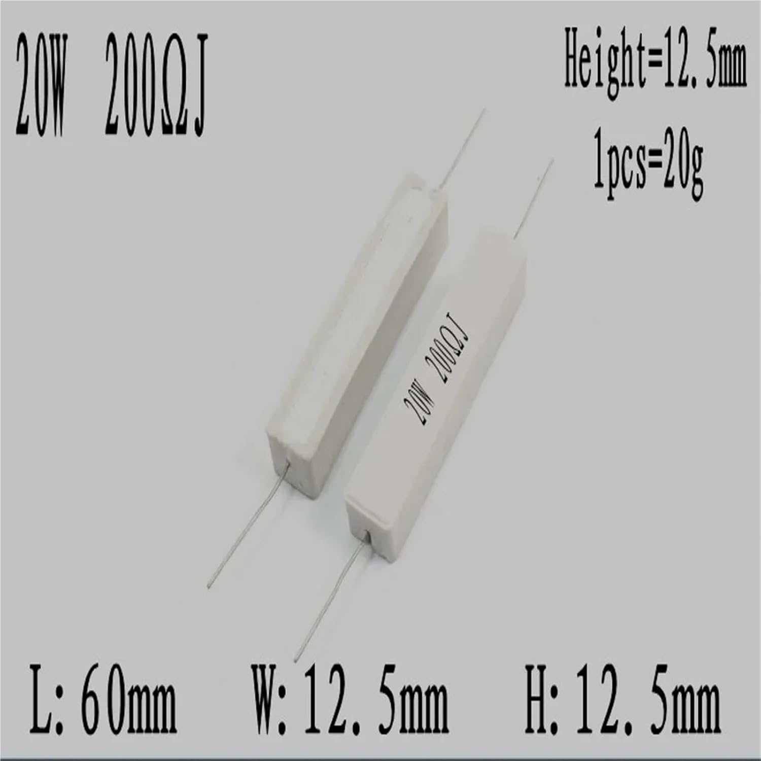 10Pcs 20W 5% Cement Resistor Power Resistance 0.1~10K 1R 2R 3R 4R 5R 6.8R 8R 0.1R 4.7R 330R 510R 68R 10R 100 1K 1.5K 2K 10K ohm(7.5K)