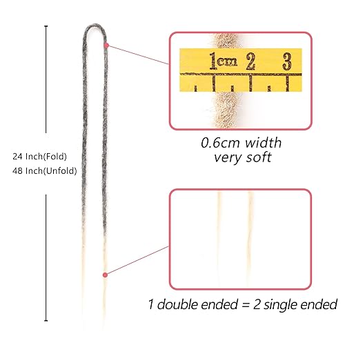 Miniatura 4 de Leeven Extensiones de rastas de doble extremo negro a rubio de 24 pulgadas, 0.2 in de ancho, finas rastas sintéticas de ganchillo de 10 hebras