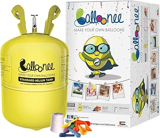 Standard Disposable Helium Party Kit, Helium Tank for Balloons At Home, 7.5 Cu Ft Helium Balloon Pump Kit with 30 Assorted Latex Balloons, Helium Tank