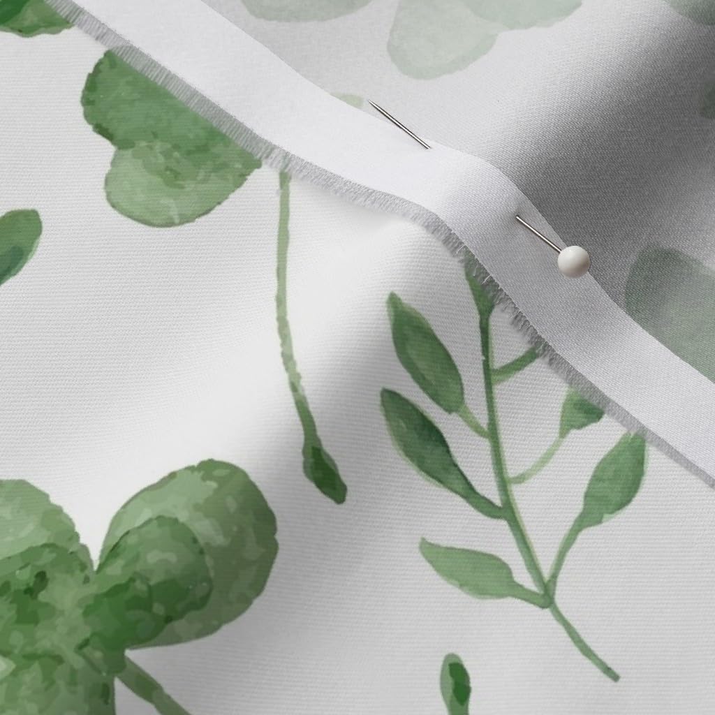 Spoonflower Fabric - Watercolor Shamrocks Shamrock Clover Green Patricks Day Irish Printed on Organic Cotton Sateen Fabric by The Yard - Sewing Quilting Apparel Home Decor