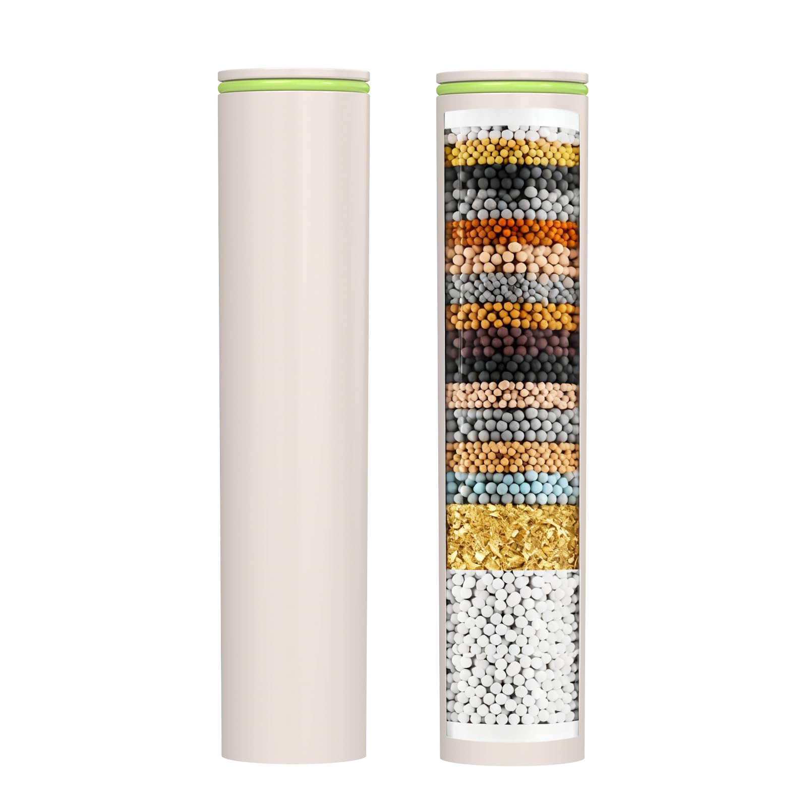 YEAUPE PRO 2 Pack Replacement 20-Layer Shower Filter – Consisting of 60% KDF and Mineral Beads + 40% Calcium Sulphite – High-Pressure Filter Against Chlorine and Heavy Metals