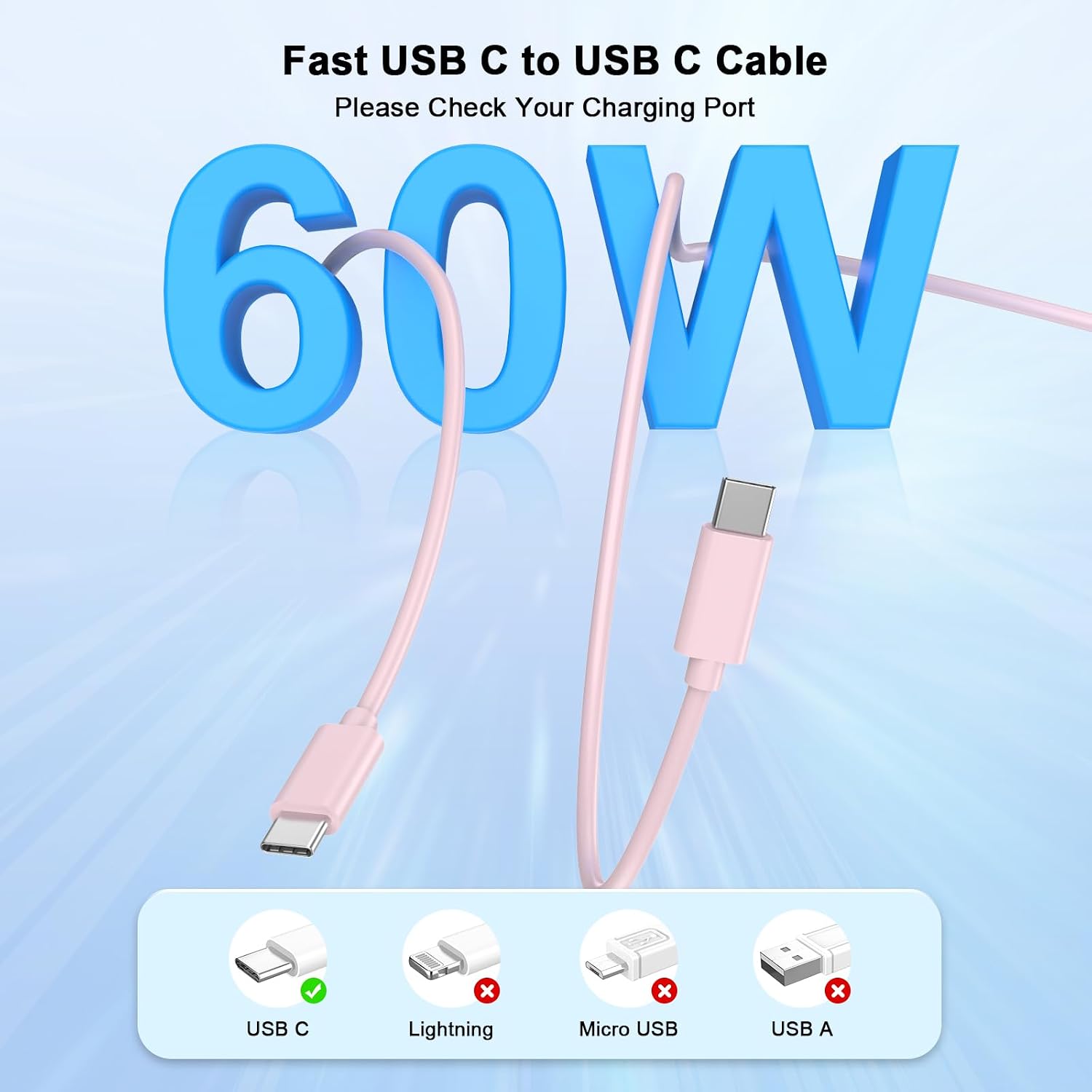 iPhone 17 16 Pro Charger Fast Charging, 20W USB C Fast Charger Block with 10FT Long USB C to C Charging Cable for iPhone 17/17 Pro/17 Pro Max/Air/16/16 Plus/16 Pro/16 Pro Max/15/15 Pro Max, Pink