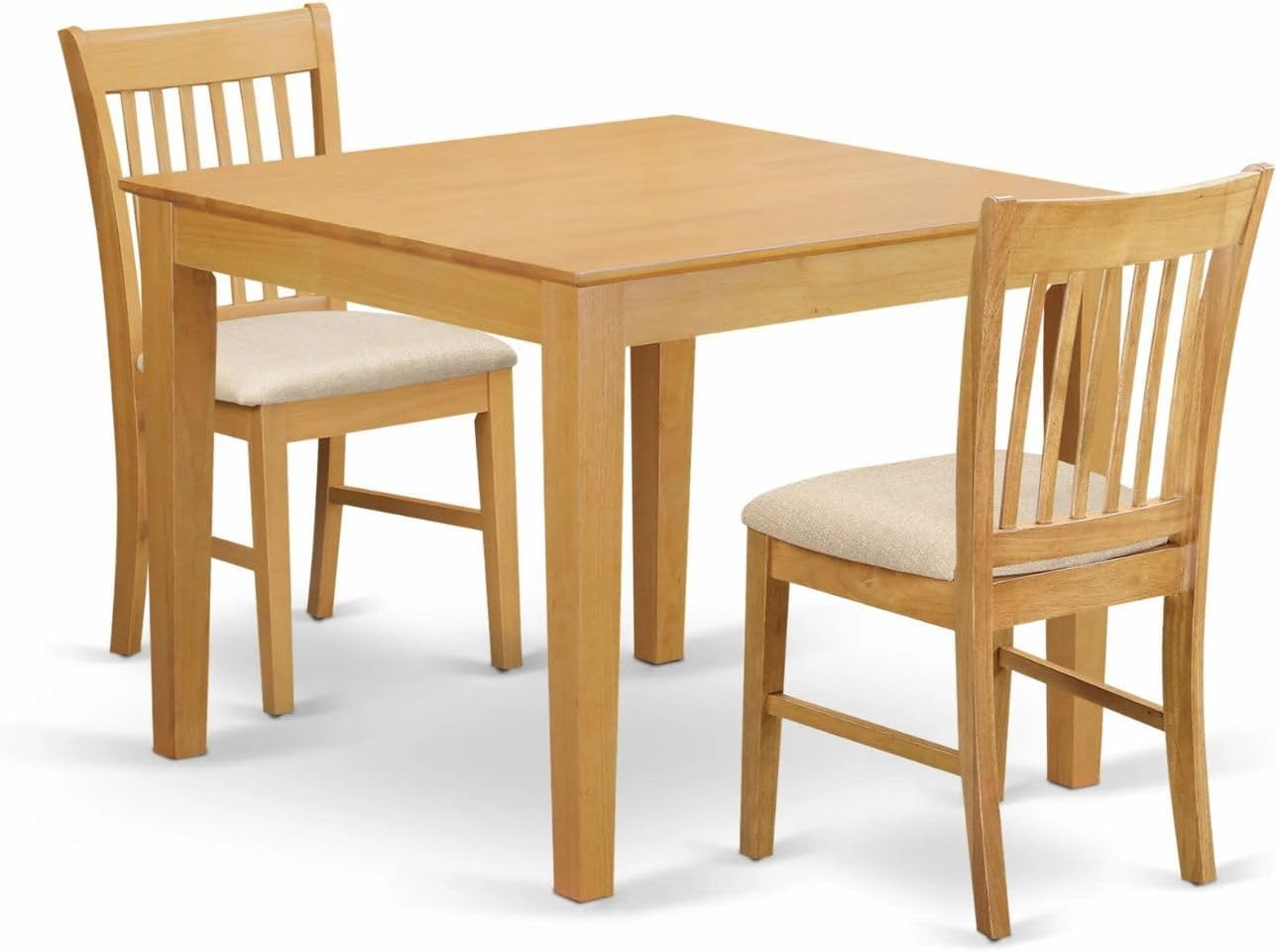 East West Furniture OXNO5-OAK-C 5 Piece Dinette Set for 4 Includes a Square Dining Room Table and 4 Linen Fabric Upholstered Dining Chairs, 36x36 Inch, Oak