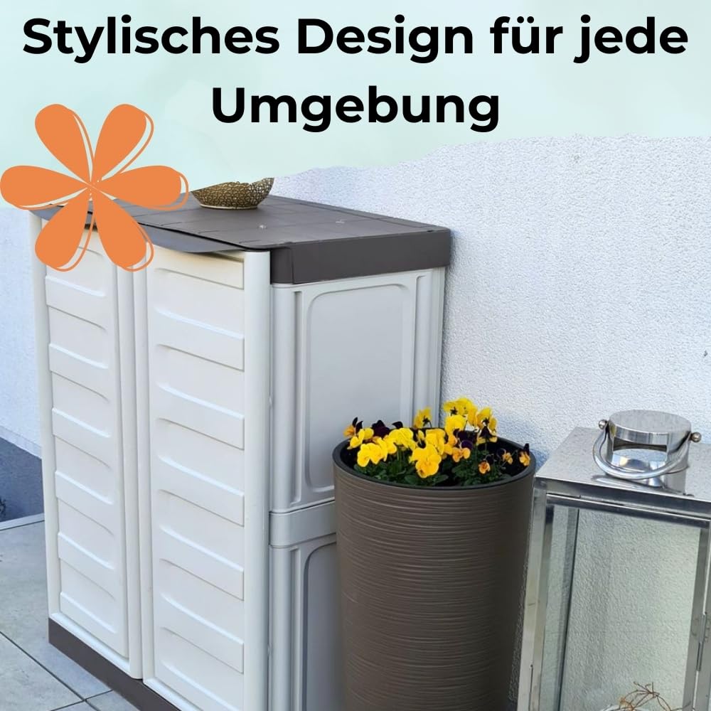 GarPet Gartenschrank Wasserdicht Outdoor Schrank Kunststoff Mehrzweckschrank Allzweckschrank Balkonschrank Haushaltsschrank Terrassenschrank Garagenschrank