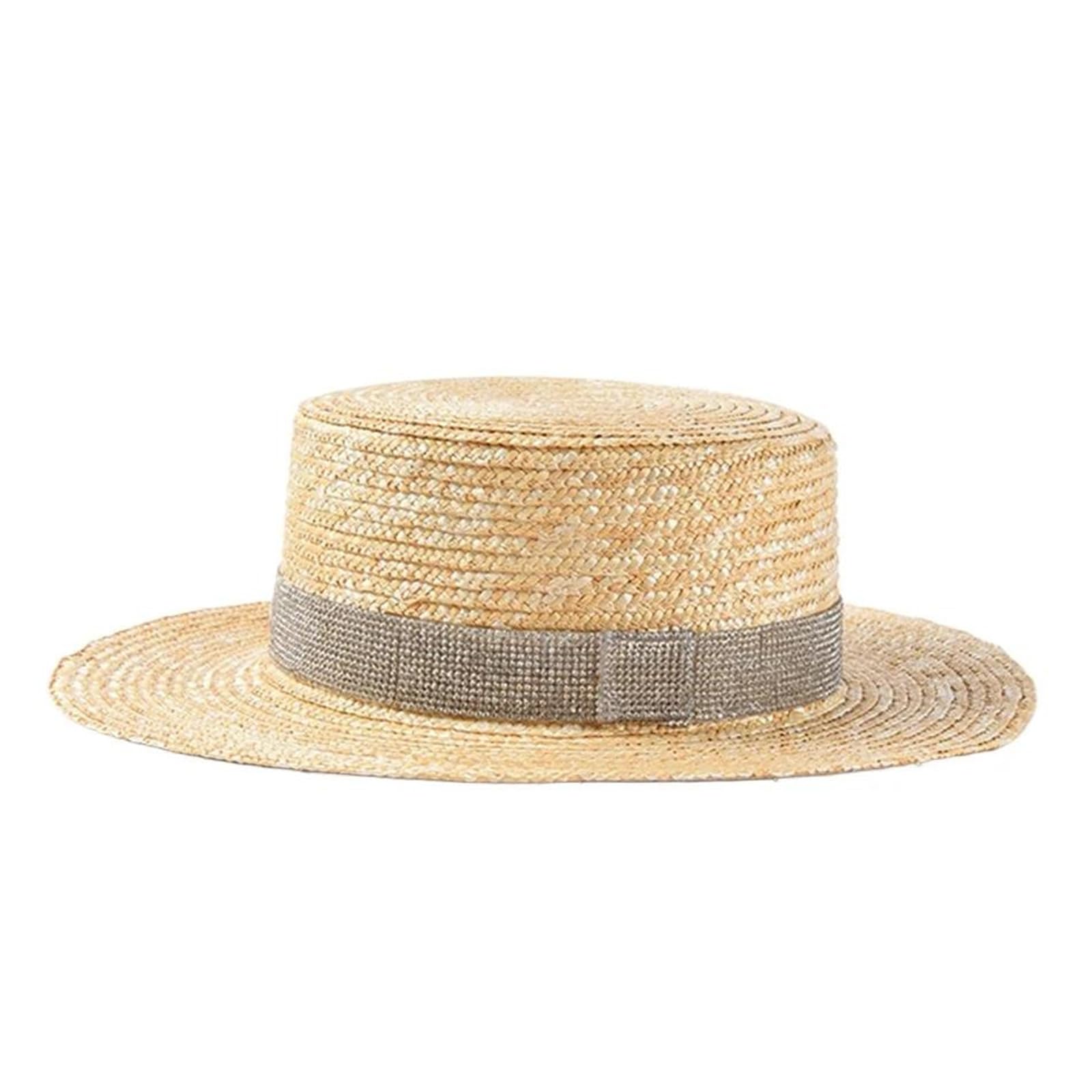 Sombreros de paja de verano para mujer, sombrero de playa con diamantes de imitación