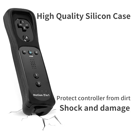 DTianSir 2Pack Motion Plus Wii Remote Controllers with Nunchucks,Wii Remote Controllers with Built in Motion Plus Compatible for Wii U Consoles(Black)