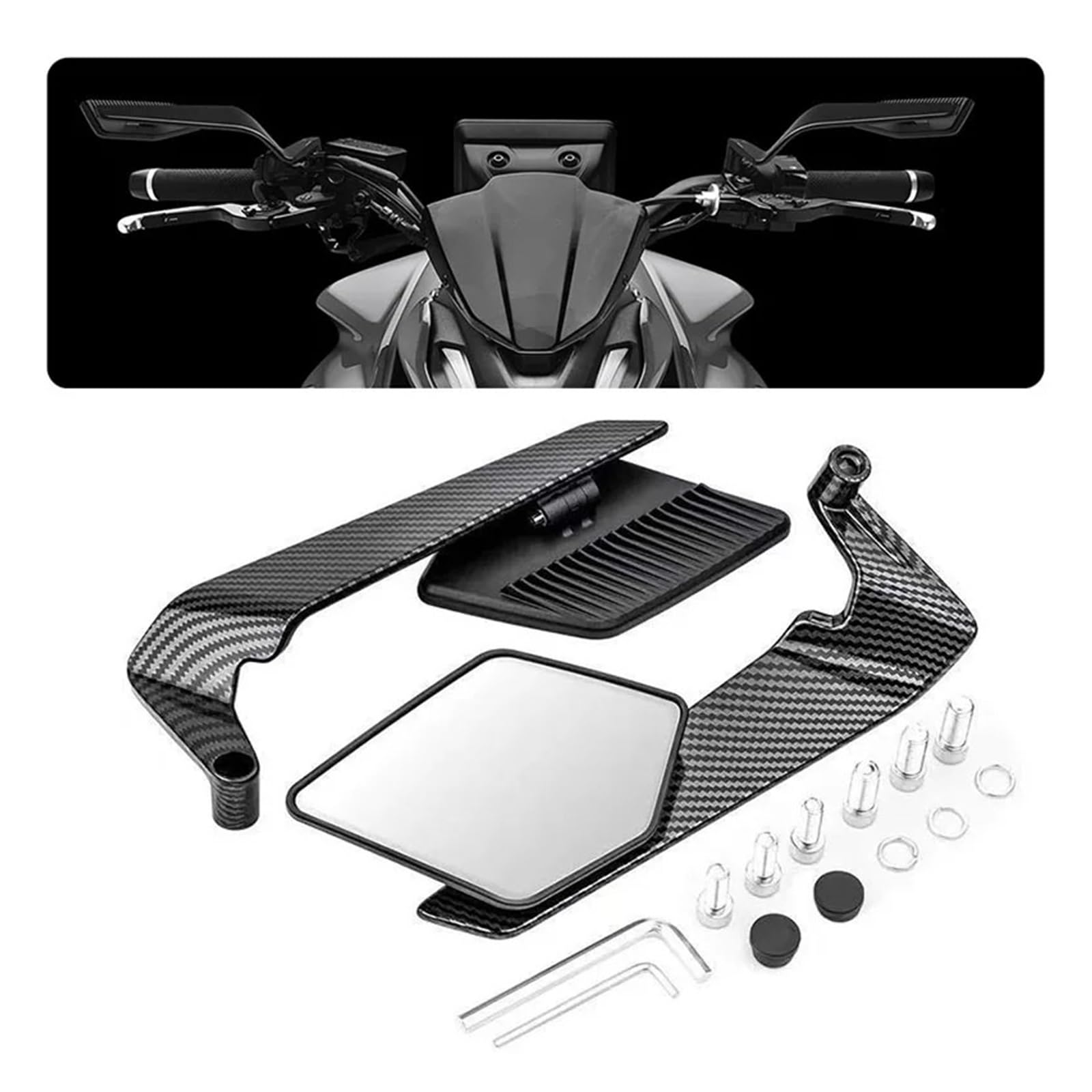 PER Ya&maha MT-03/MT-07/MT-09 SP 2013-2025 Specchietto Retrovisore Per Moto In Alluminio CNC, Spoiler Aerodinamico A Doppia Modalità E Ala Regolabile Specchi retrovisori manubrios