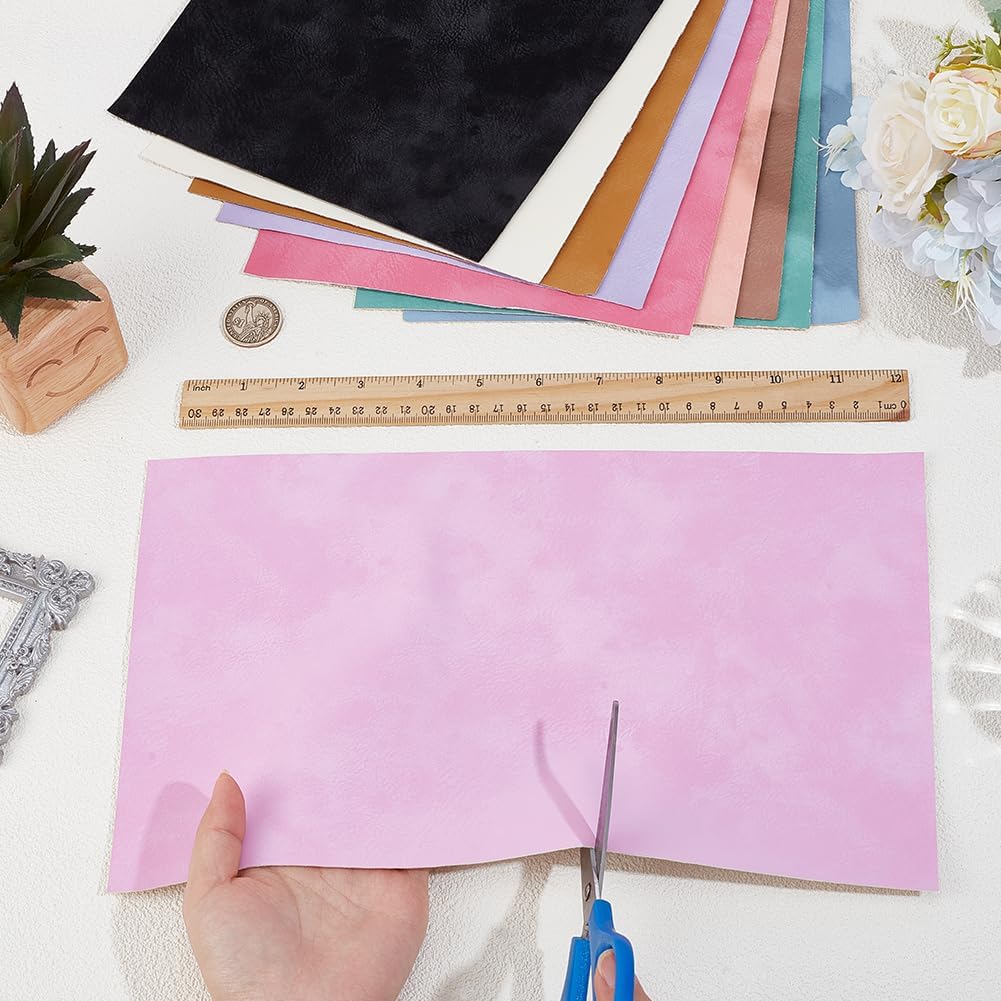 10Pcs 10 Colors Faux Suede PU Leather Fabric Soft Smooth Frosted Synthetic Colorful Sewing Leatherette Sheets for DIY Handicraft Projects Upholstery Bag 13 x 8 Inch