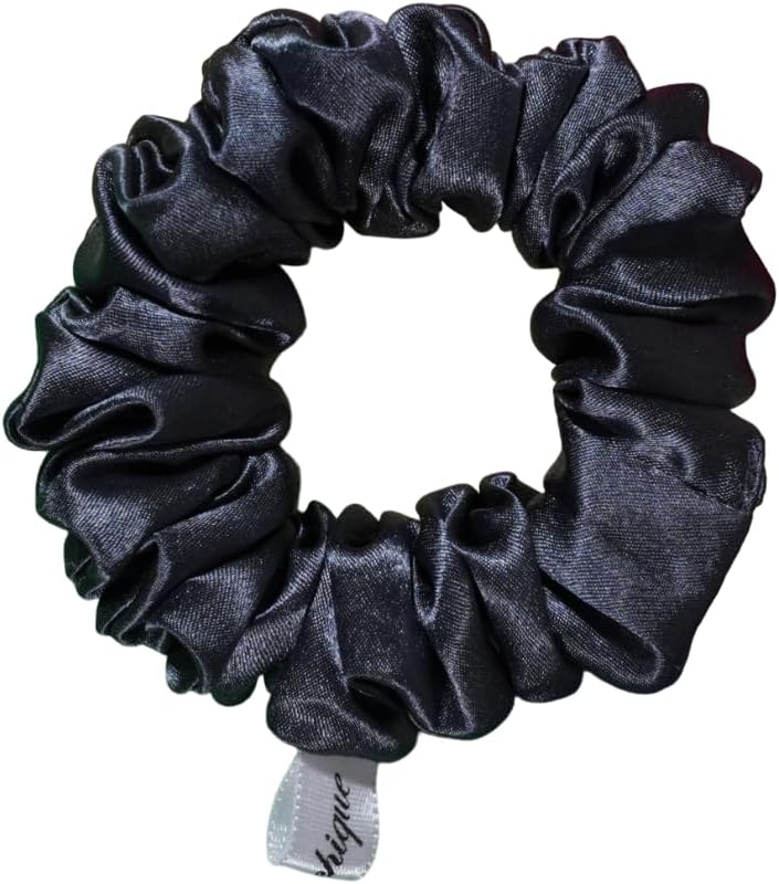 World of Scrunchique Pewter XOXO Scrunchie Rubber Band | Ponytail Holder Hair Accessories for Women and Girls (Gray)