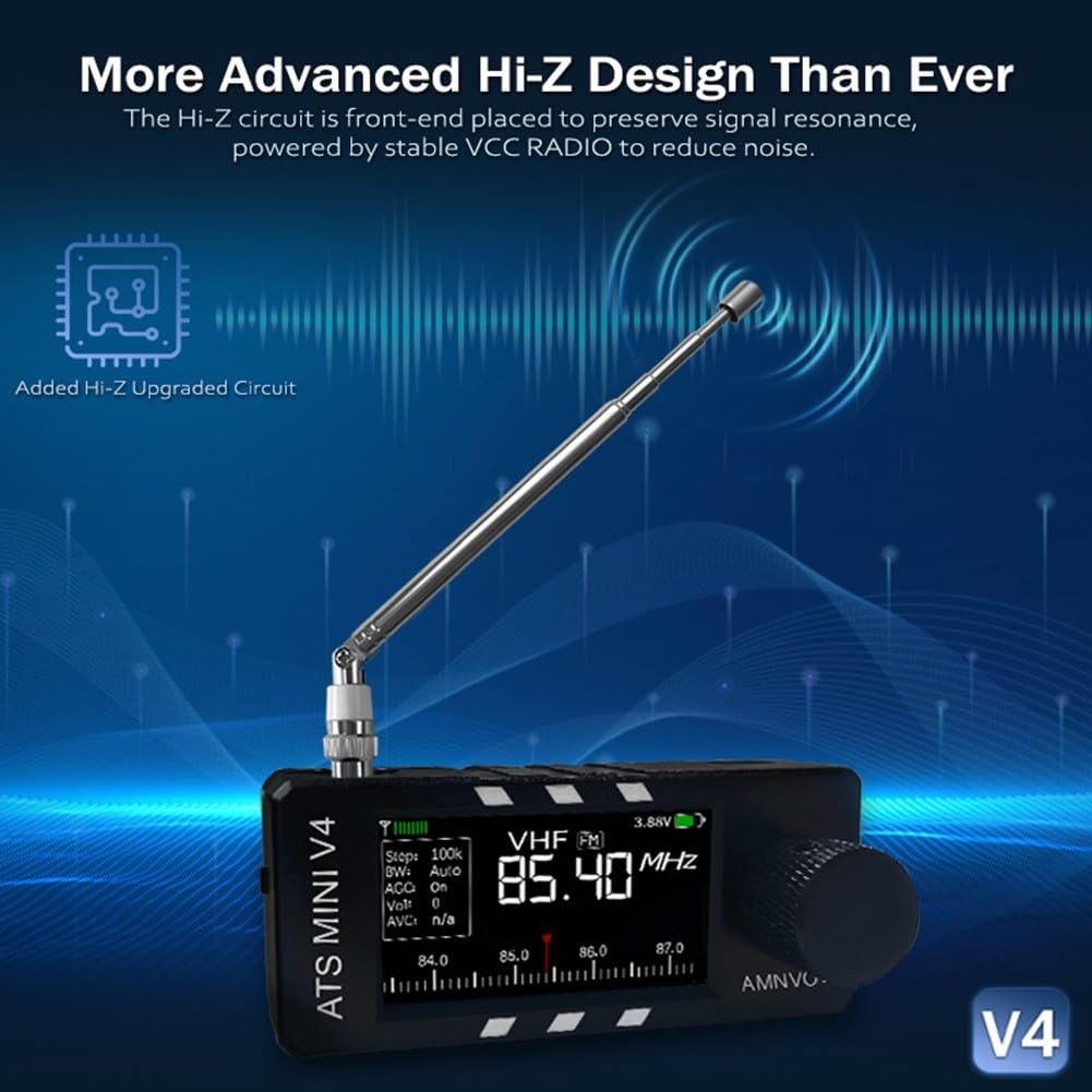 V4 ATS SI4732 Récepteur radio DSP pleine bande AM FM LSB USB avec puce ESP32-S3 écran couleur IPS 1,9" circuit Hi-Z pour mini radio (ABS)