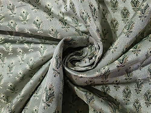 Tissu brocart de soie doré crème vert BRO203 couture d'ameublement mètre
