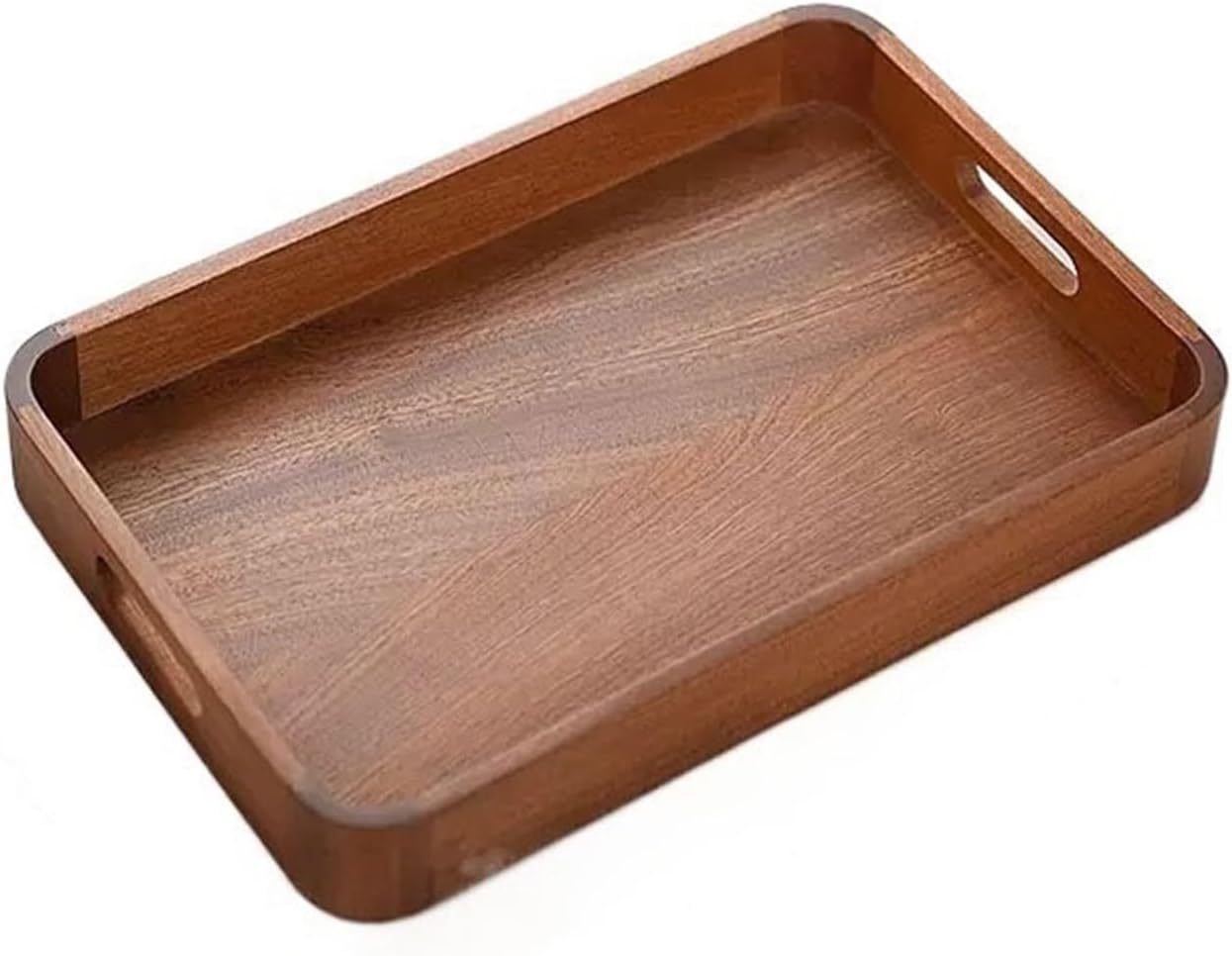 Breakfast Tray Vintage Style Rectangular Wooden Tray Desktop Fruit Snack Storage Tray Kitchen Service Tray Coffee Table Tray,S