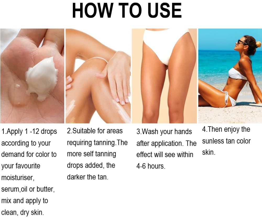 Self Tanner - Sunless Self Tanning Drops, Clear, 30 ml (Pack of 1) - Image 4