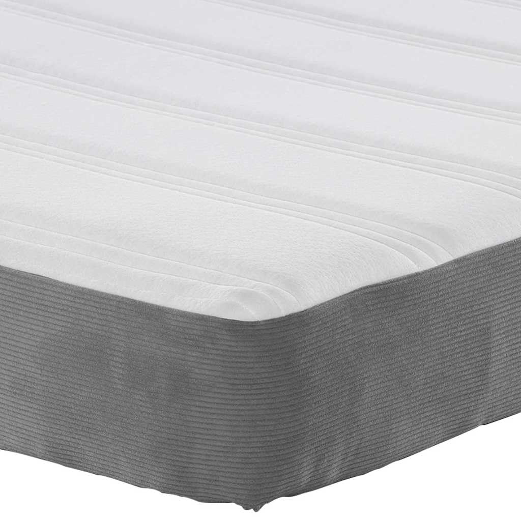 Colchón de cama con colchón gris claro, 180 x 200 cm, funda de tela, marco de madera, núcleo de muelles ensacados, diseño moderno, tamaño Super King Size