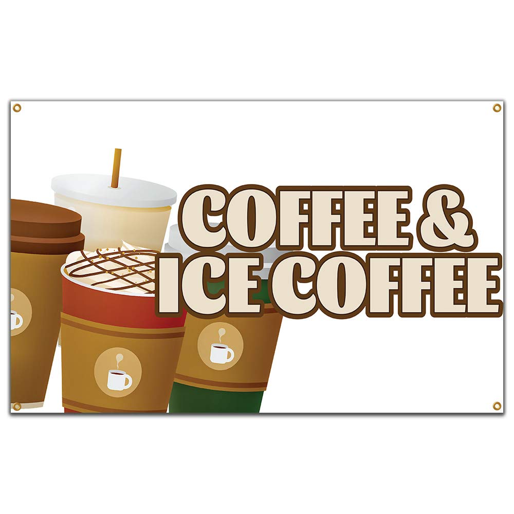 Coffee and Ice Coffee 60" Banner Concession Stand Food Truck Single Sided