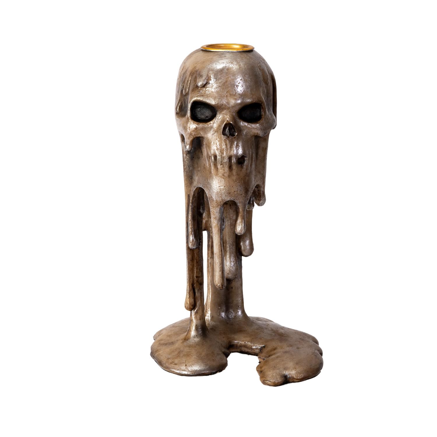 PACIFIC GIFTWARE Wick of THE Damned Skull Candle Holder, Blackened Resin, Macabre Relic Design