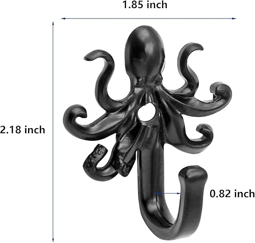 Miniatura 2 de FANYUN Paquete de 5 ganchos de pared para colgar abrigos, pulpos, ganchos decorativos de pared de metal rústico para toallas, llaveros, abrigos