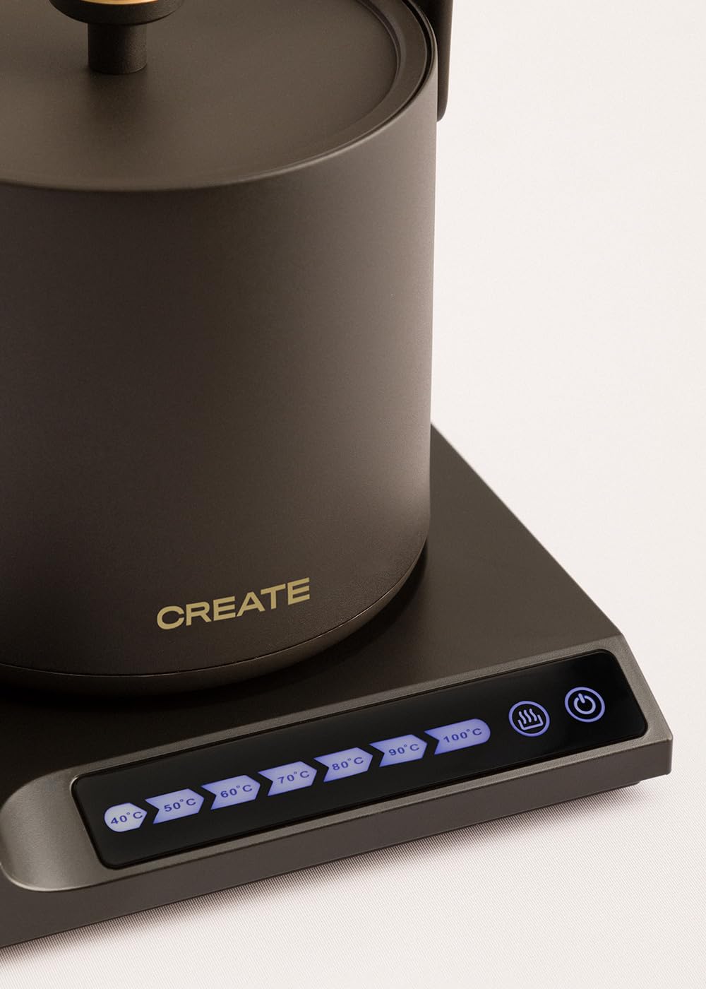 CREATE/HATTORI STUDIO/Bouilloire électrique 0,5 L Noir/Chauffage et maintien, système de sécurité, thermostat, affichage numérique, indicateur de température, 880W