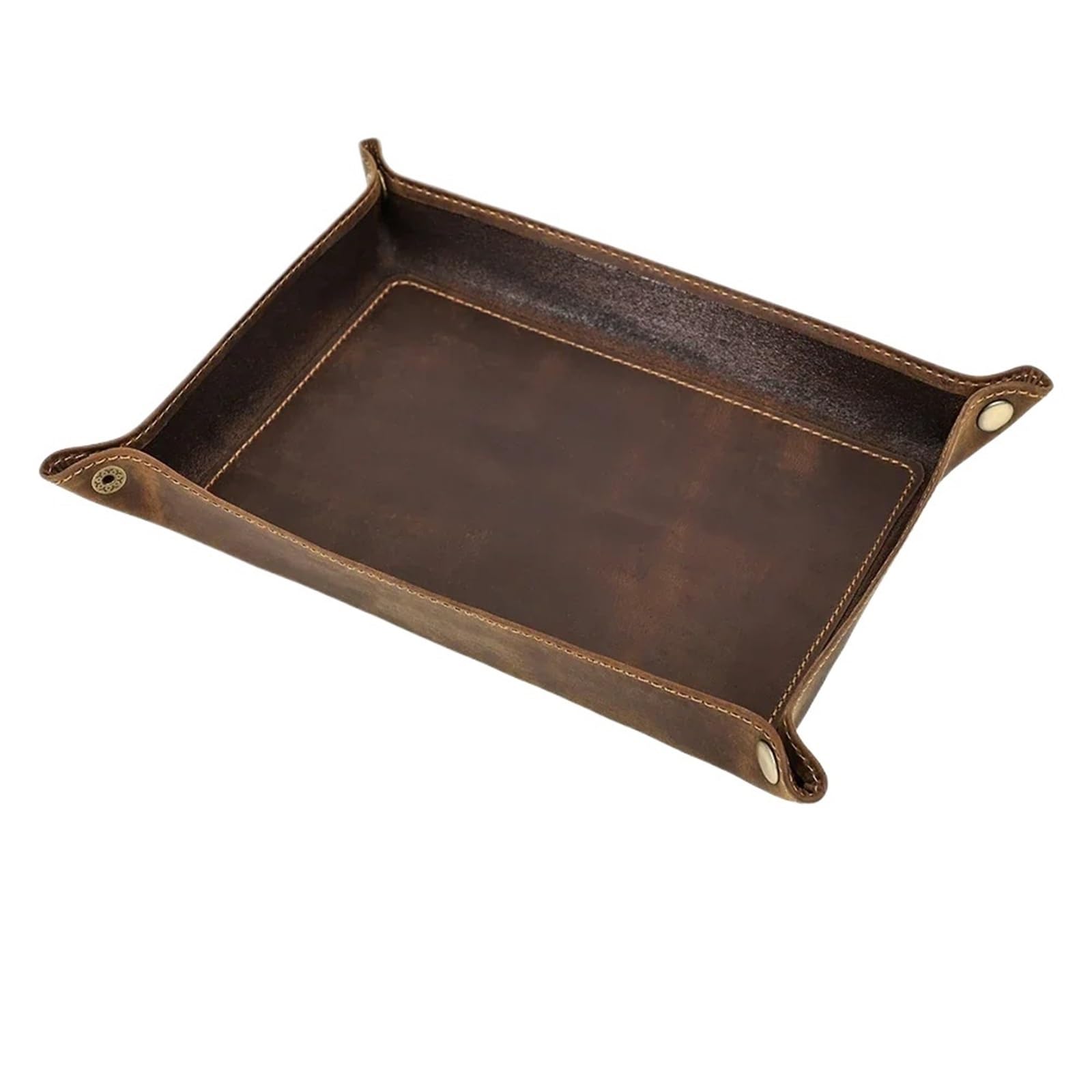 Porte-clés et plateau de rangement en cuir véritable au design premium pour bureau
