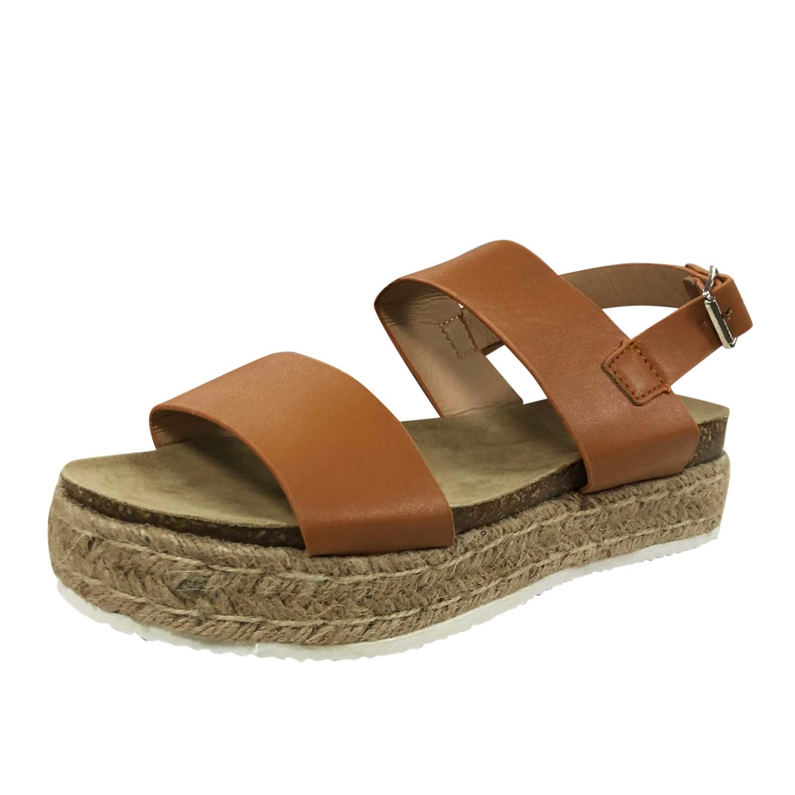 GenericWomen Size 12 Sandals,Walking Sandals Elegant Low Chunky Heel Shoes Fashion Rope Roman Sandals Thick Platform Women's Soled Women's Sandals Cushion Walk Leather Sandals Wide Fit Size Clearance