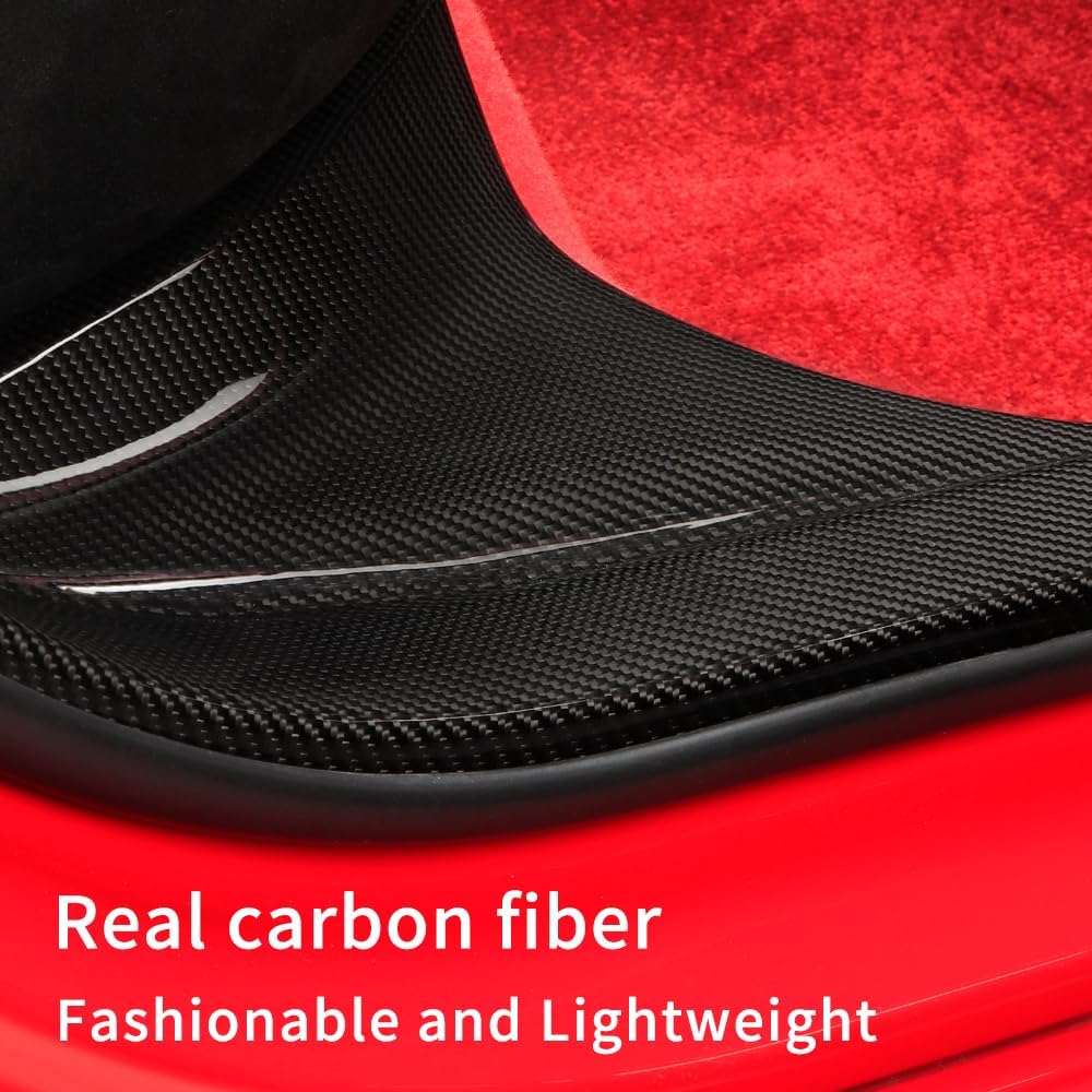 JSWAN 2pcs Real Carbon Fiber Car Door Pedal Kick Cover Fit for 11th Gen Civic Type R FL5 Typer Door Sill Cover Front and Rear Door Kick Panels Strip Overlay Accessories (2pcs Rear Door Gloss)