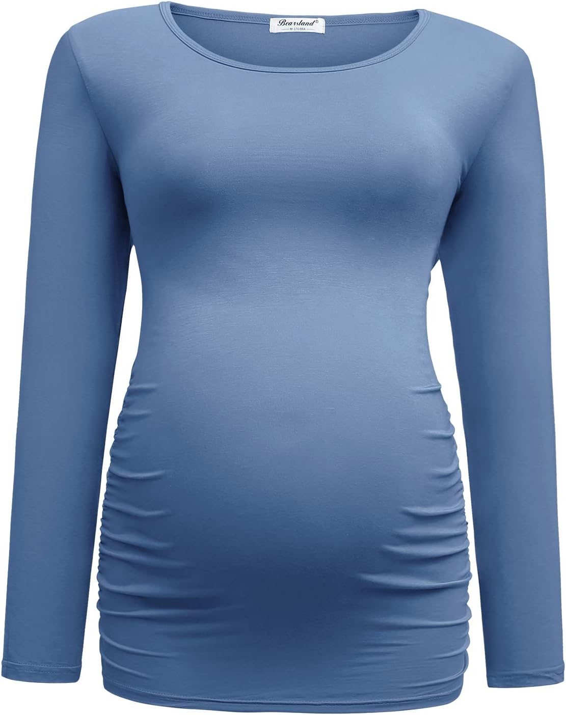 Bearsland Womens Maternity Long Sleeve Tshirt 3 Packs Classic Side Ruched Tee Top Mama Pregnancy Clothes