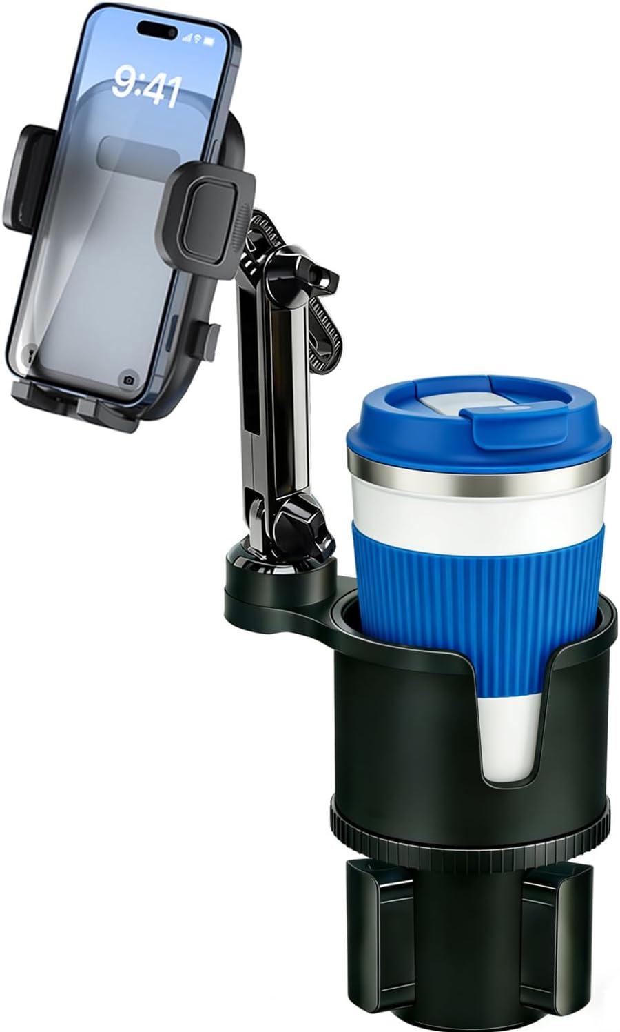 Cup Phone Holder for Car [2 in 1 Upgraded] Universal Car Cup Holder Phone Mount Long Adjustable & Rotatable Arm, Sturdy No-Shake Design, Fit with iPhone 4-7 inches Smartphones & Big Bottle