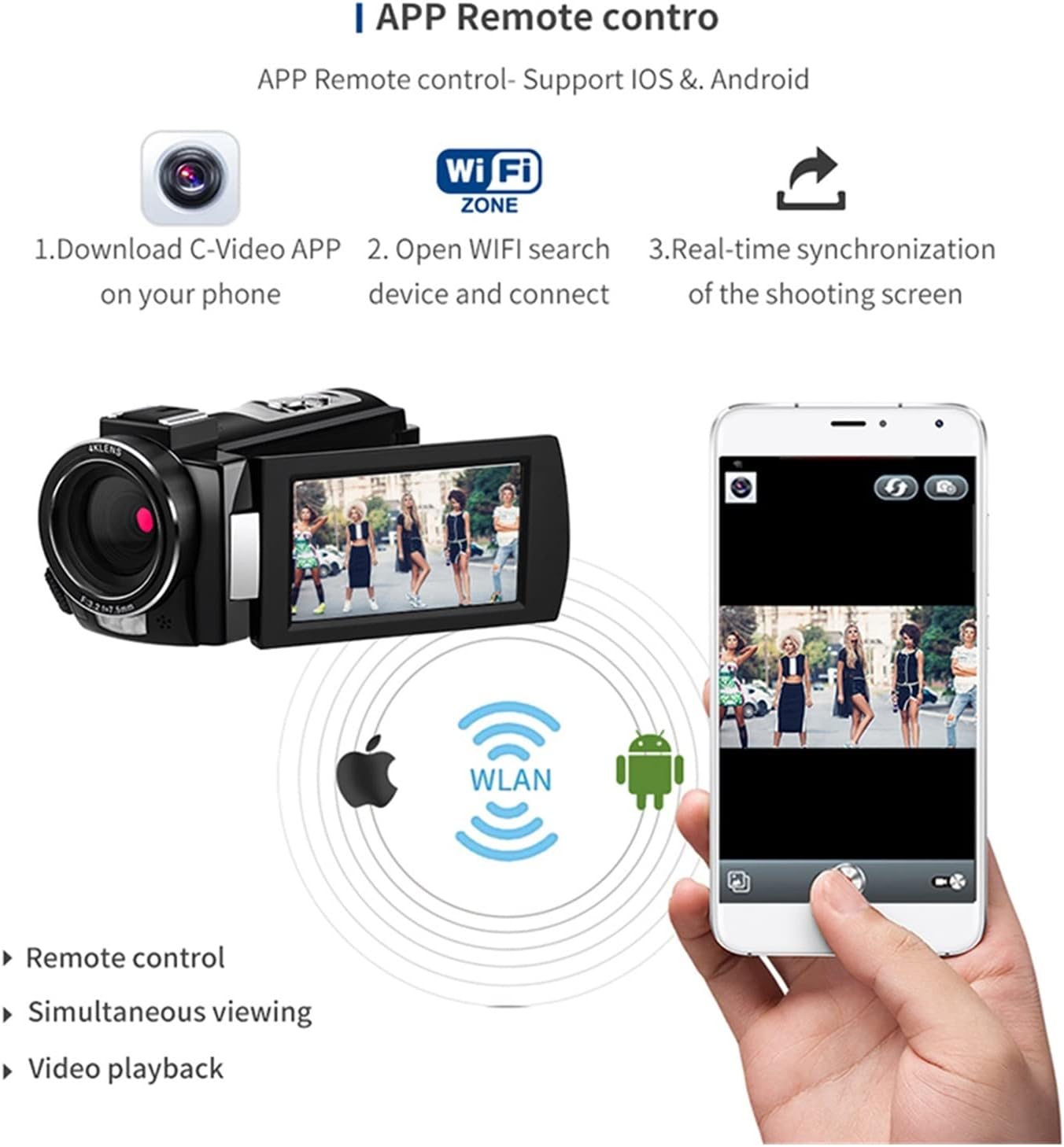 Bloggerのためのビデオカメラ4K Professional、 AE8 IRナイトビジョンwifi vlogg 【ループ】