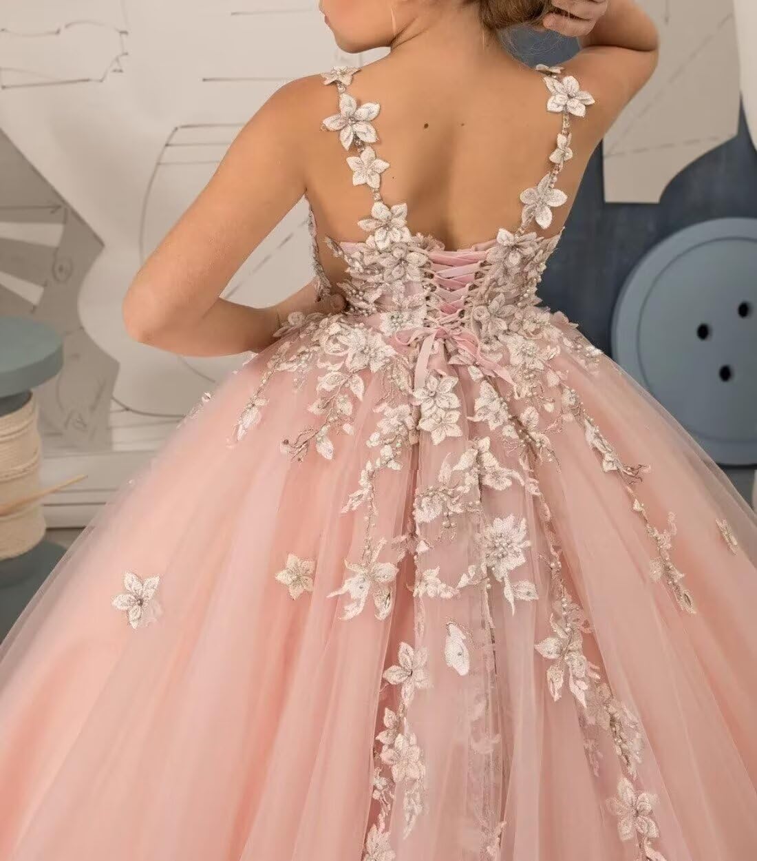 Flower Girl Dresses for Wedding Lace Princess First Communion Formal Dresses Tulle Pageant Ball Gowns