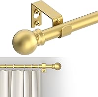 GXOACKJ 5/8" Gold Adjustable Curtain Rod 32-48 Inch Heavy Duty Metal Drapery Rod Set with Brackets