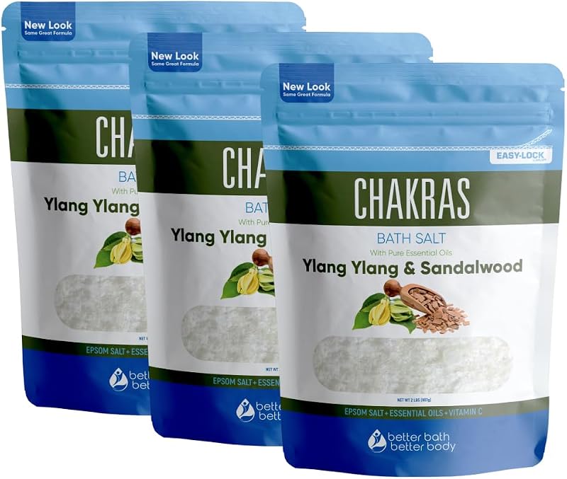 Sais de banho Chakras Better Bath Better Body com óleo essencial e sal de Epsom, pacote com 3
