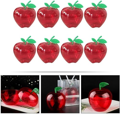 Miniatura 4 de Recipiente de regalo rojo, 8 unidades de manzanas de plástico para manzanas rojas, cajas de dulces, caja de envoltura, adornos decorativos