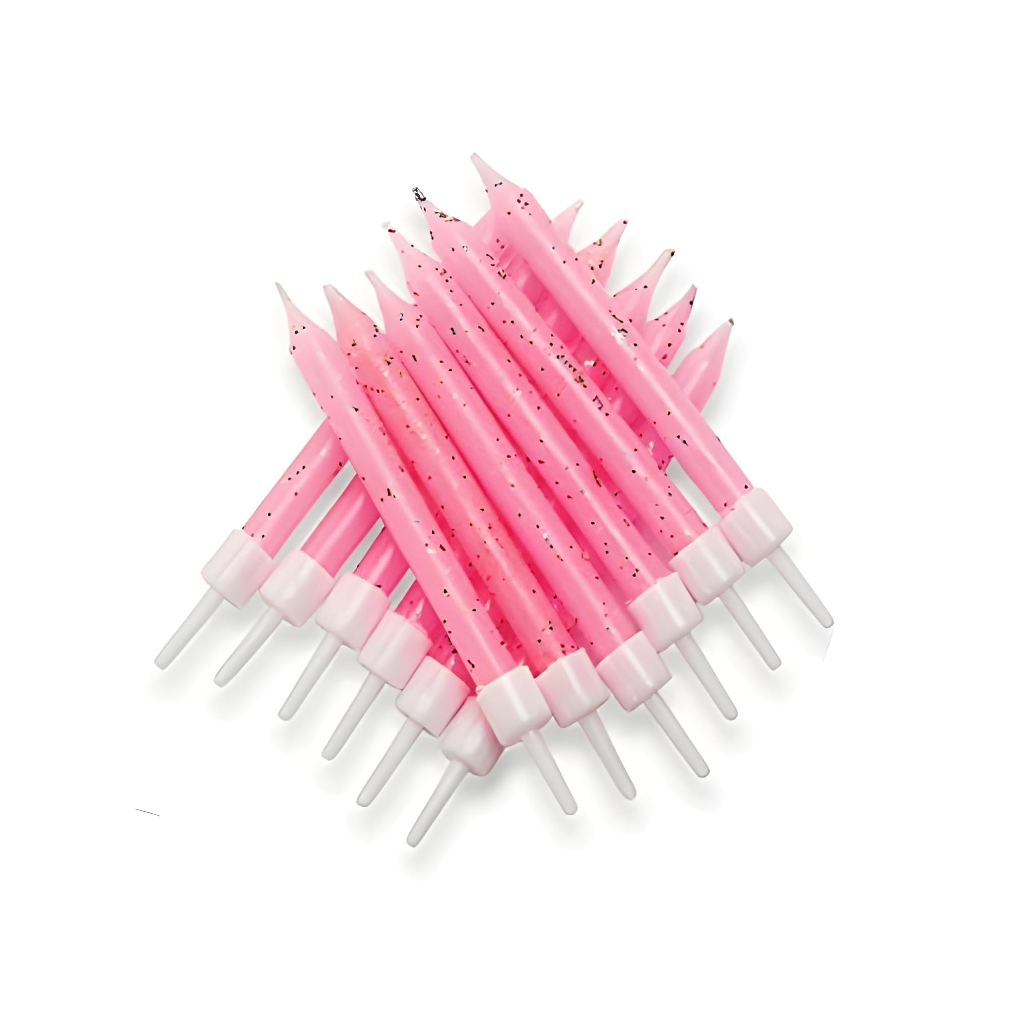 Anniversary House Pink Glitter Birthday Candles Set Of 12 - With Holders 7.5Cm - Premium Cake Toppers For Birthday Decorations, Anniversary & Celebration - Elegant Birthday Candle Pack