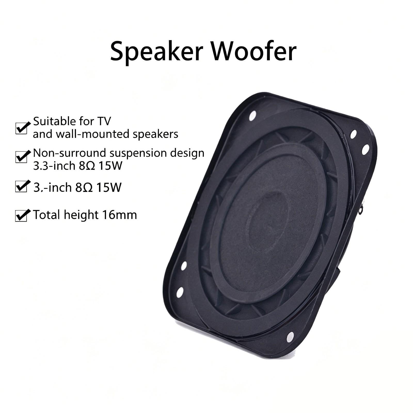 Altoparlante Magnetico Interno 15W 8Ohm 3 Pollici Forma Rotonda Sostituzione Telaio in Gomma Woofer Suono Potente Magnetico