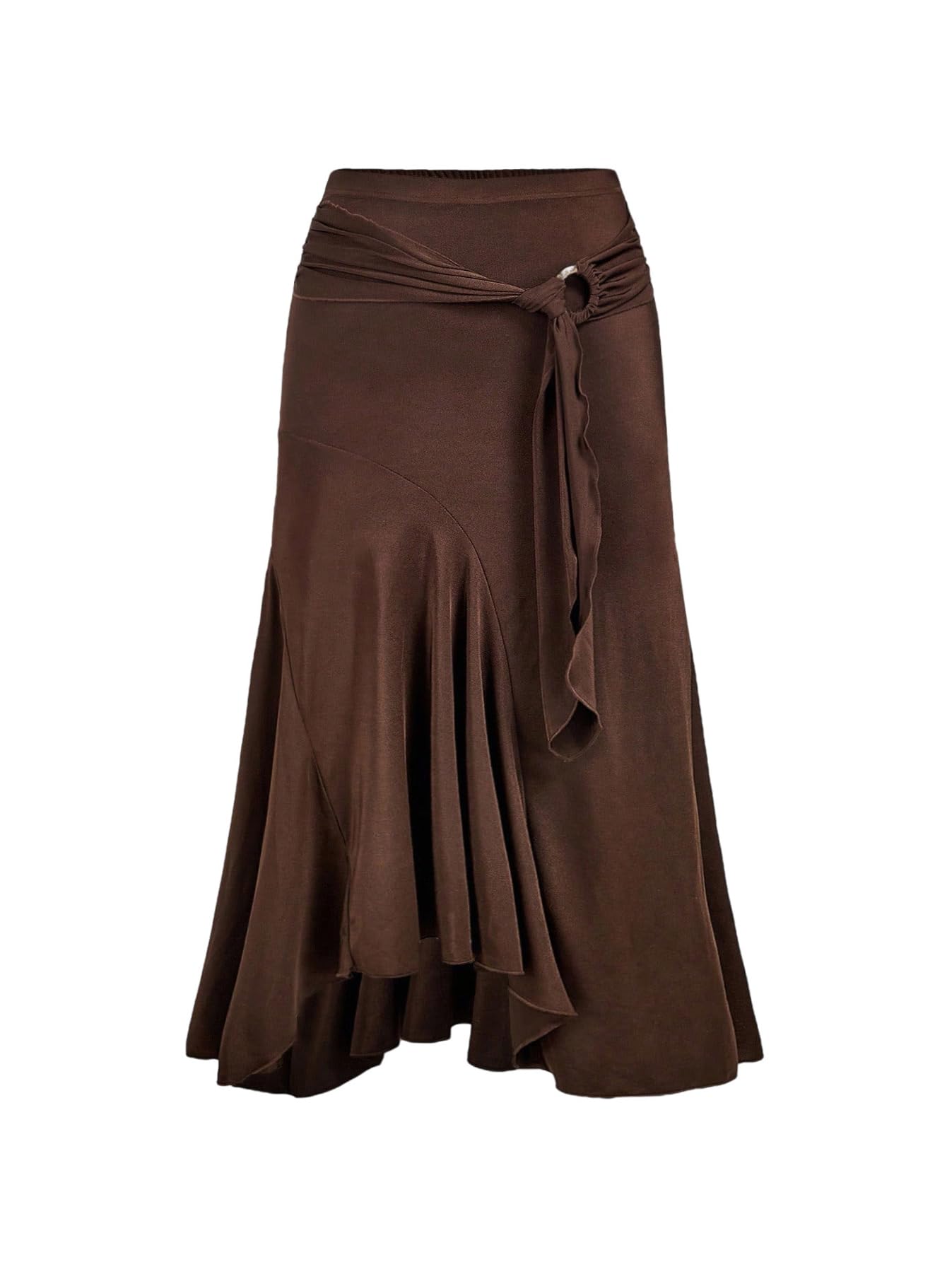 Verdusa Womens Plus Size Western Y2k Metal Tie Wrap Long Skirts Vintage Asymmetrical Flowy Skirt