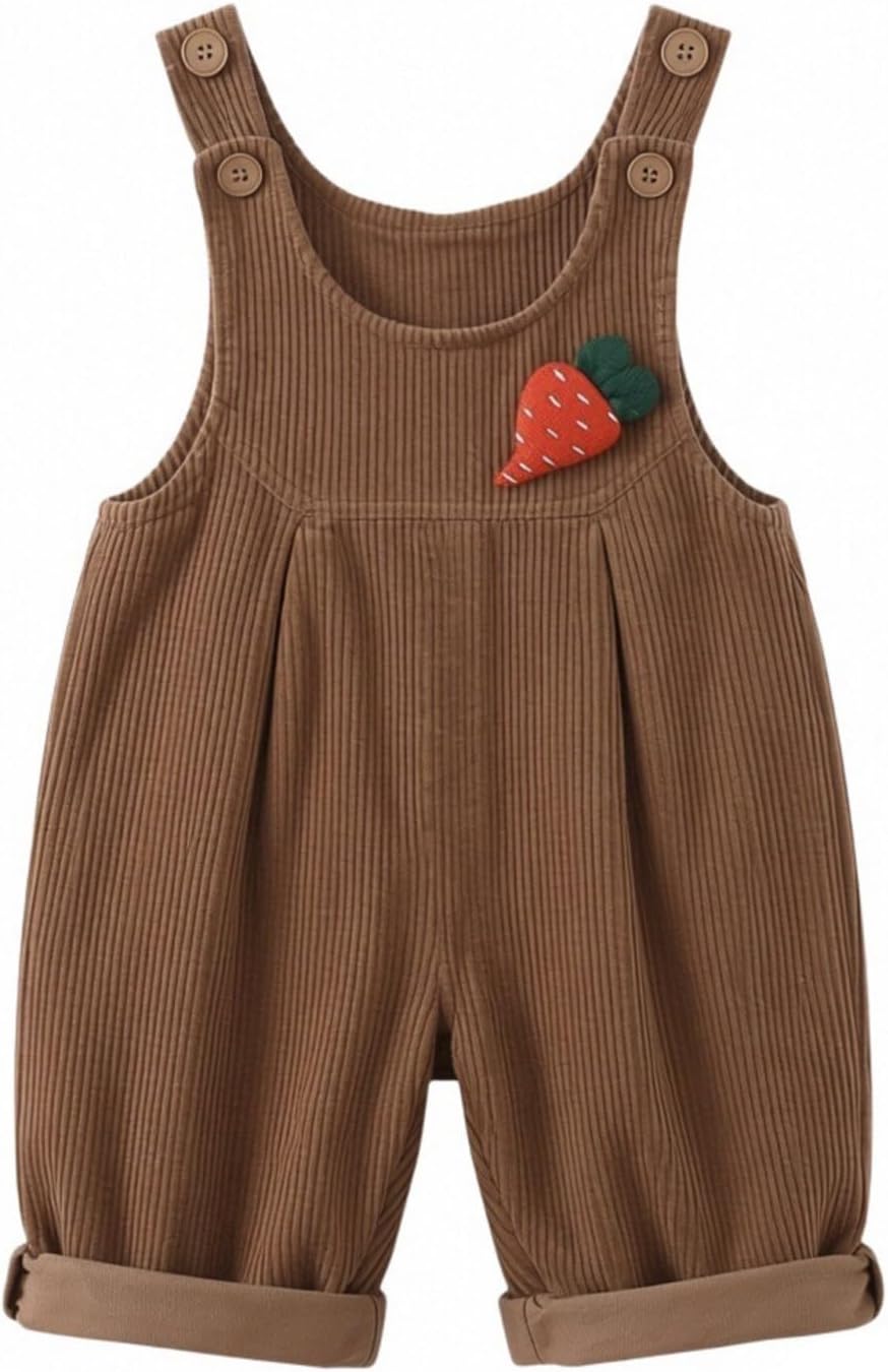 Baby Girls Corduroy Overalls Summer Casual Cute Graphic Loose Shorts Romper Toddler Adjustable Strap Straight Soft