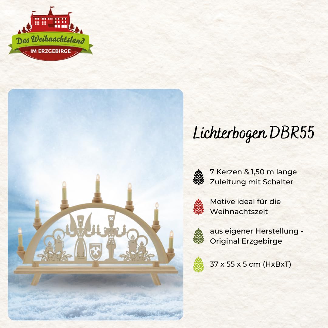Lichterbogen DBR55 – Motiv Engel & Bergmann mit Kerzen