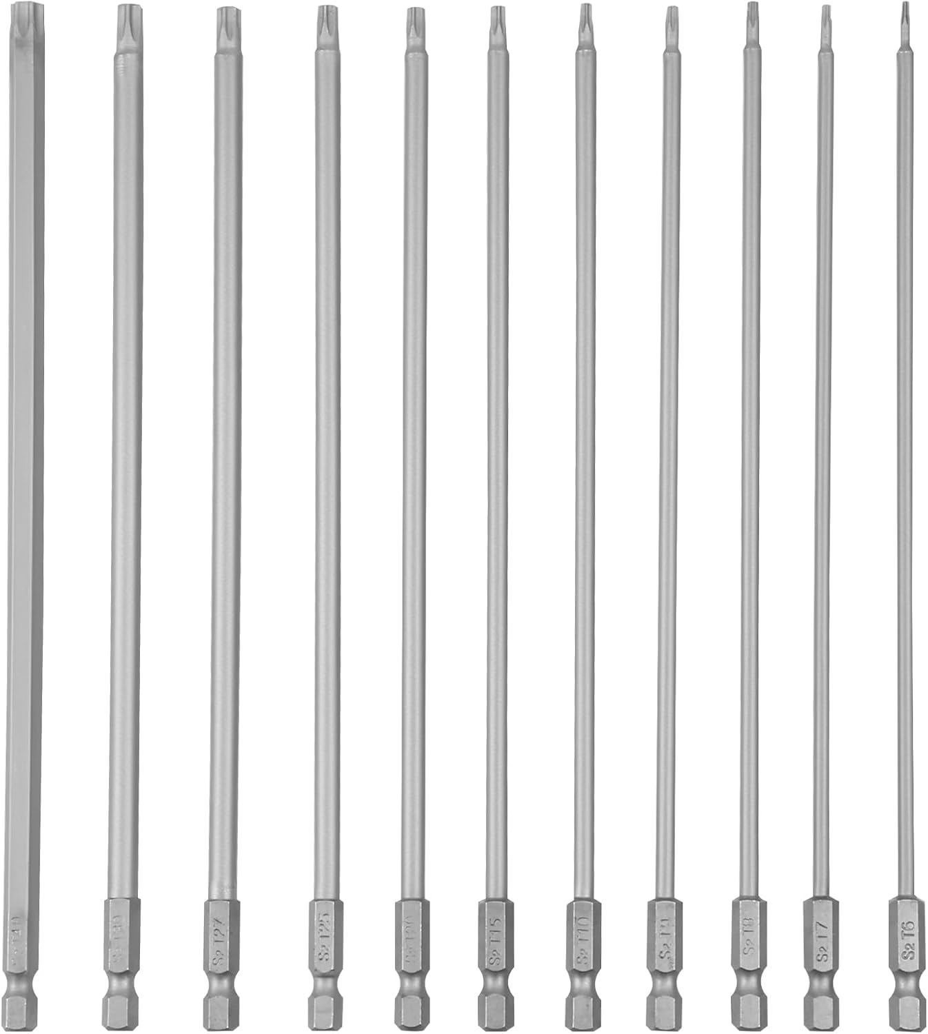 NIHUIFDPY 11-Piece 8" Magnetic Torx Screwdriver Bit Set, 1/4" Hex Shank | S2 Steel Extra Long Bits For Deep Hole Auto & Appliance Repair. Strong Magnetic Tips Ensure Secure One-Hand Fastening.-image-8