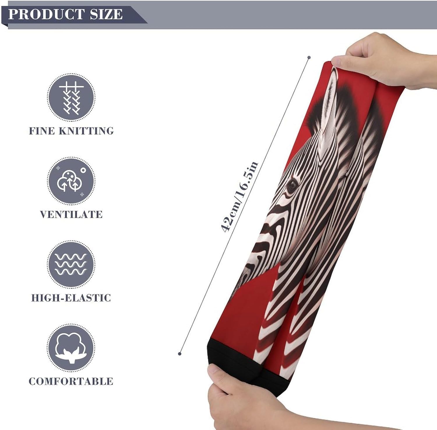 Zebra Red Mid-Calf Socks Women Warm Knee High Socks Cozy Hiking Skiing Soft Boot Mid Calf Stocking Unisex