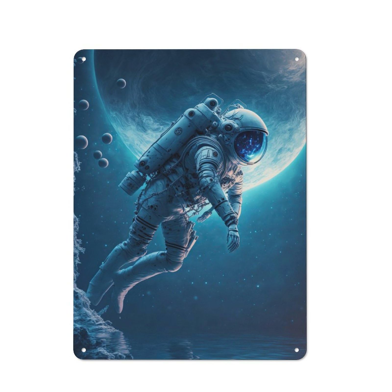 Junmoney Astronaut In The Ocean Vintage Tin Sign 40X30cm With For Garage Wall, Suited To People Furnishing A Garage