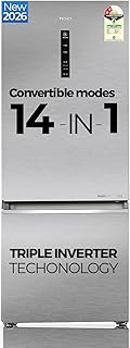 Haier 325 L 2 Star Frost Free Bottom Mount Double Door Refrigerator|Convertible 14-in-1|Jhukna Mat-Bottom Freezer|Digital Display Panel|Inverter|Twist Ice Maker (2026, HEB-332DSA-P, Dazzle Steel)