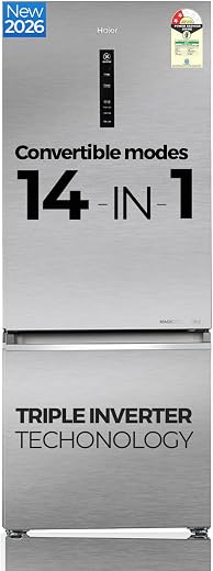 Haier 325 L 2 Star Frost Free Bottom Mount Double Door Refrigerator|Convertible 14-in-1|Jhukna Mat-Bottom Freezer|Digital ...