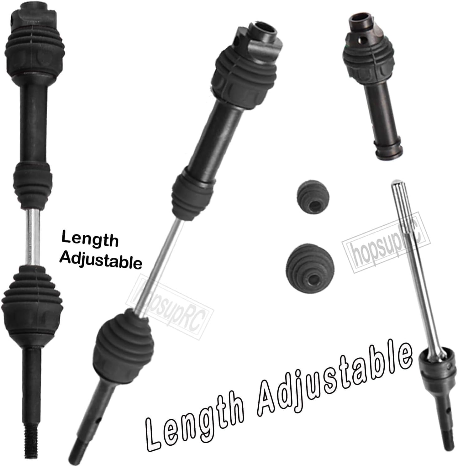 Drive Shaft CVD Upgrades Part for 1/10 Slash Rustler Stampede VXL 2wd,Aluminum Hex Hub Adapters 12mm to 17mm W/10mm Offset & #45 Steel Front Rear Driveshaft Axles,Black