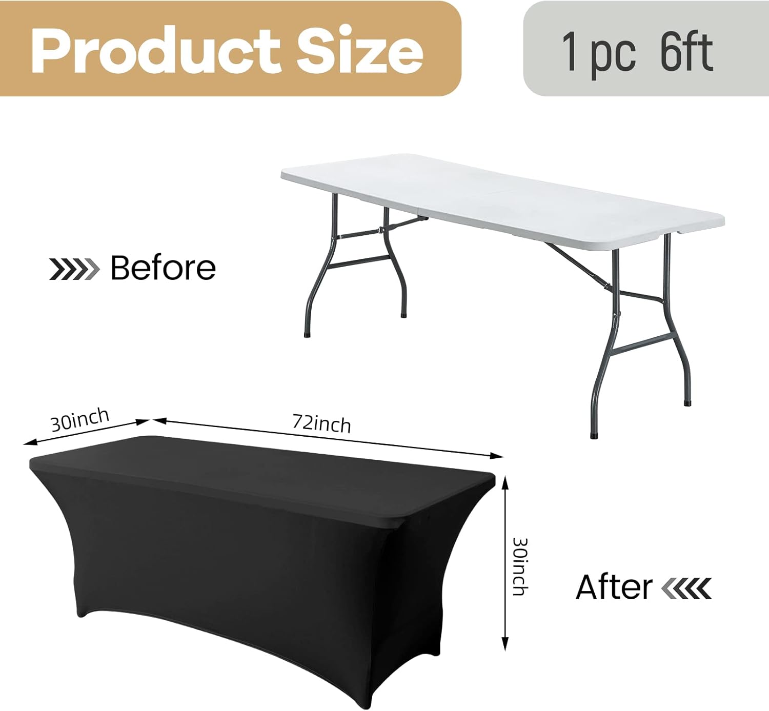 AZON Black 6FT Stretch Spandex Table Cover Washable and Wrinkle Resistant Kitchen Spandex Tablecloth Fitted Rectangular Table for Party,Banquet,Weddings,Cocktail and Festival : Toys & Games